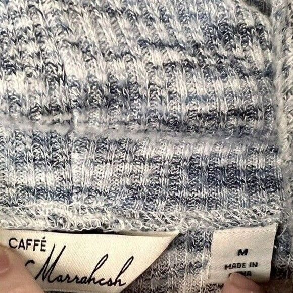 Caffe’ Marrakesh Cowl Neck Ribbed Knit Sweater Blouse Tunic Marled Blue M - Picture 5 of 5